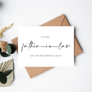 À mon beau-père le jour de notre mariage, carte de mariage pour belle-mère, carte de jour de mariage des beaux-parents, cartes de remerciement du fournisseur de mariage
