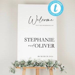 Simple Welcome Sign For Wedding, Personalised Wedding Sign, Modern Wedding Decor, Printable Sign, Minimalist Wedding Sign, Editable Sign