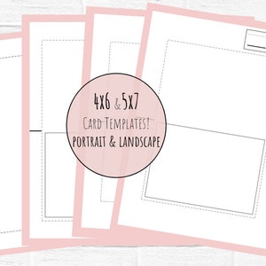 Modelli di biglietti 5x7 e 4x6, modello di biglietto d'auguri con download istantaneo, modello verticale e modello orizzontale, modello di biglietto fai da te