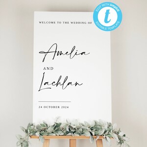 Simple Welcome Sign For Wedding, Personalised Wedding Sign, Modern Wedding Decor, Printable Sign, Minimalist Wedding Sign, Editable Sign