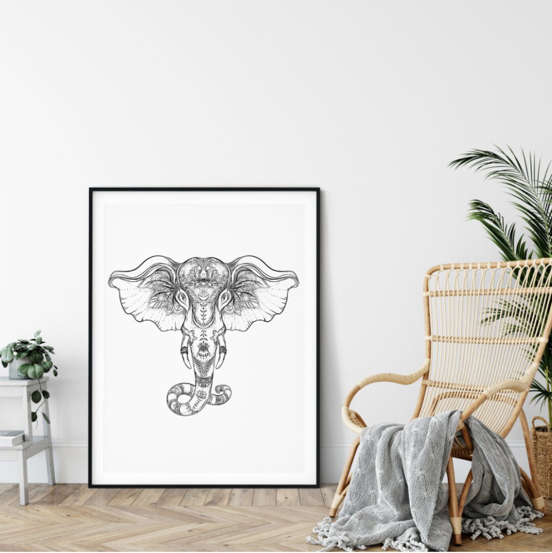 Boho Wall Art Elephant Print INSTANT DOWNLOAD Elephant Wall Etsy