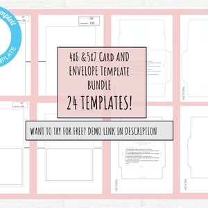 Faltbare Karten 5"x7" und 4"x6" - vertikal und horizontal - Briefumschlag Vorlage, Instant Download, Digital Layered Template, Kartenvorlage