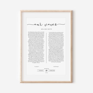 Wedding vows printable, Wedding vows wall art, Wedding vows print, Anniversary gifts for him, Vows sign, Printable vows, Personalized Vows