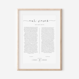 Wedding vows printable, Wedding vows wall art, Wedding vows print, Anniversary gifts for him, Vows sign, Printable vows, Personalized Vows