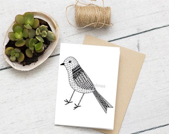 Biglietto d'auguri per illustrazione per uccelli, Bird Lover Card per ogni occasione