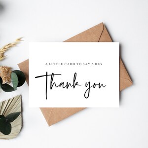 Eine kleine Karte, um ein großes Dankeschön zu sagen, Dankeschön-Karte, personalisierte Dankeskarte, Bester Freund-Dankeschön-Karte, Schwarz-Weiß-Karte