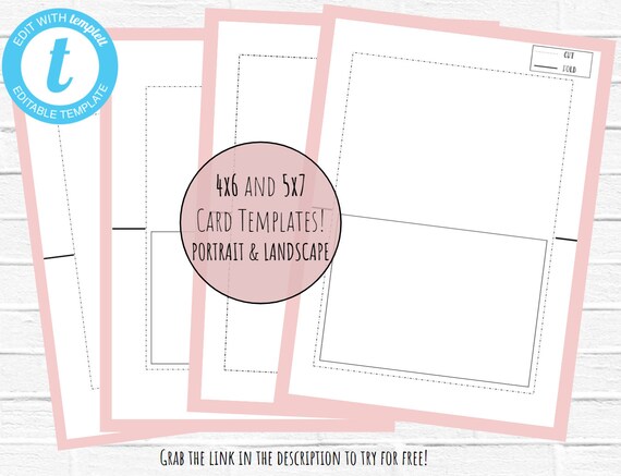 5x7 and 4x6 Card Templates Instant Download Greeting Card - Etsy