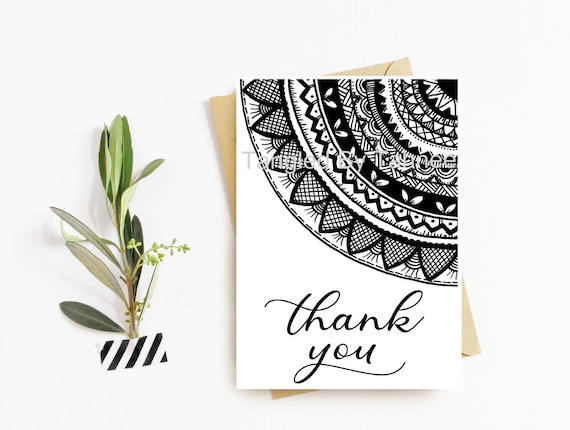 Thank You Card Mandala Card Mandala Thank You Card INSTANT | Etsy