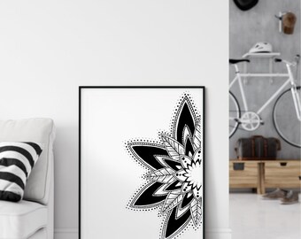 Impresión de mandala bohemio: arte mural de yoga (descarga digital)