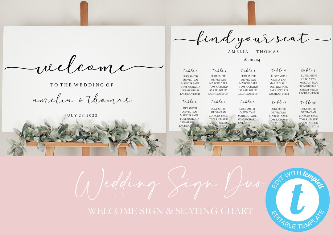 Personalized Wedding Seating Chart Sign: Editable Template (digital ...