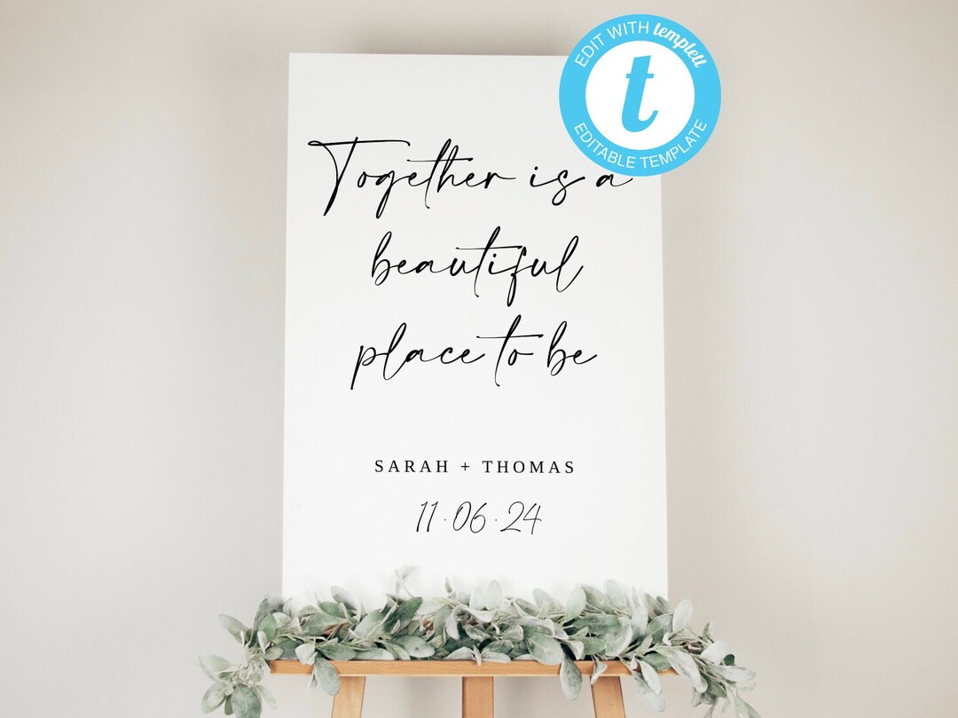 Modern Wedding Welcome Sign Template: Simple Elegant Decor (digital ...