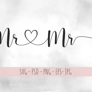 Mr e Mr Svg, Wedding Svg, Recém casado Svg, Wedding Svg, Groom Svg, Gay Svg, Hubs Svg, Arquivos de corte para uso com Silhouette Cameo, Cricut