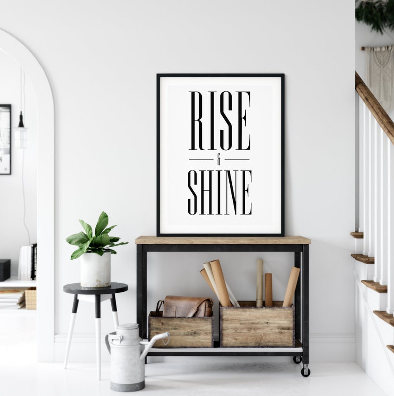 Rise and Shine Bedroom Wall Art INSTANT DOWNLOAD Typography - Etsy