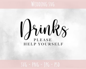 Wedding Bar Menu Sign SVG: Signature Drinks Cut File (Digital Download)