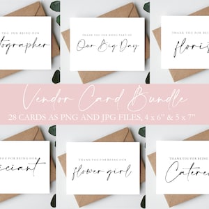 Hochzeit Vendor Dankeskarten - Karte für Hochzeitsfotograf, Wedding Planner Karte, Karte für Florist, DJ, Celebrant, Hair Stylist -A6 A7