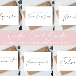 Wedding Vendor Thank You Cards - Card for Wedding Photographer, Wedding Planner Card, Card For Florist, DJ, Celebrant, Hair Stylist -A6 A7