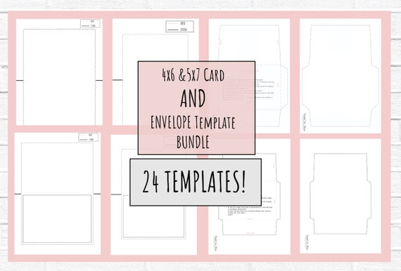 5x7 and 4x6 Card Templates, Envelope Templates, Instant Download