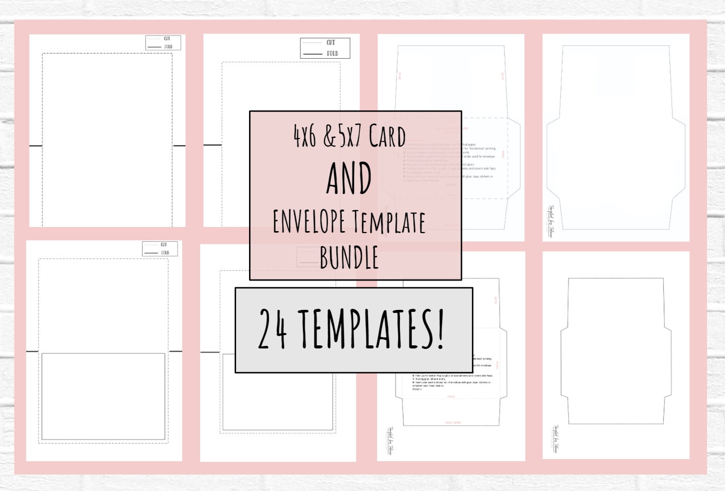 DIY Card Template: 5x7 & 4x6 With Envelope (PDF) - Etsy
