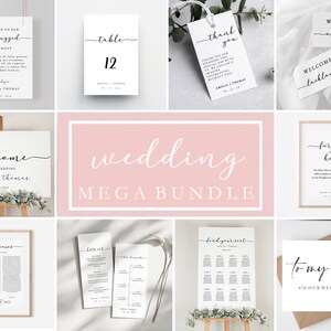 Pacote de casamento moderno, modelos de casamento editáveis, texto 100% editável, pacote de sinalização de casamento, download instantâneo, TEMPLETT