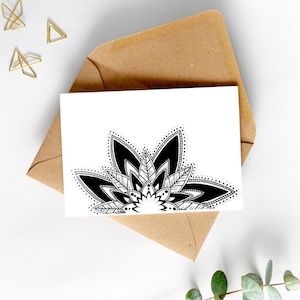 Mandala Greeting Card, Mandala Card, Flower Greeting Card, Blank Greeting Card, INSTANT DOWNLOAD, Zentangled Mandala, Simple Greeting Card