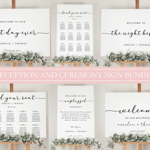 Modelo de sinalização para recepção e cerimônia de casamento, gráfico de assentos personalizado, papelaria moderna para casamento, download digital, sinalização personalizada