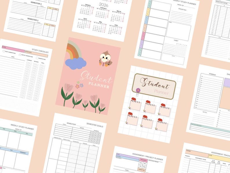 Student Planner Template 2025-2026 | Academic Planner, College ...