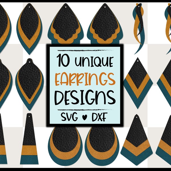 Earring Bundle svg, Earring Cut File, Earring Card, Faux Leather Earrings, Layerd Stacked Cutting File Download