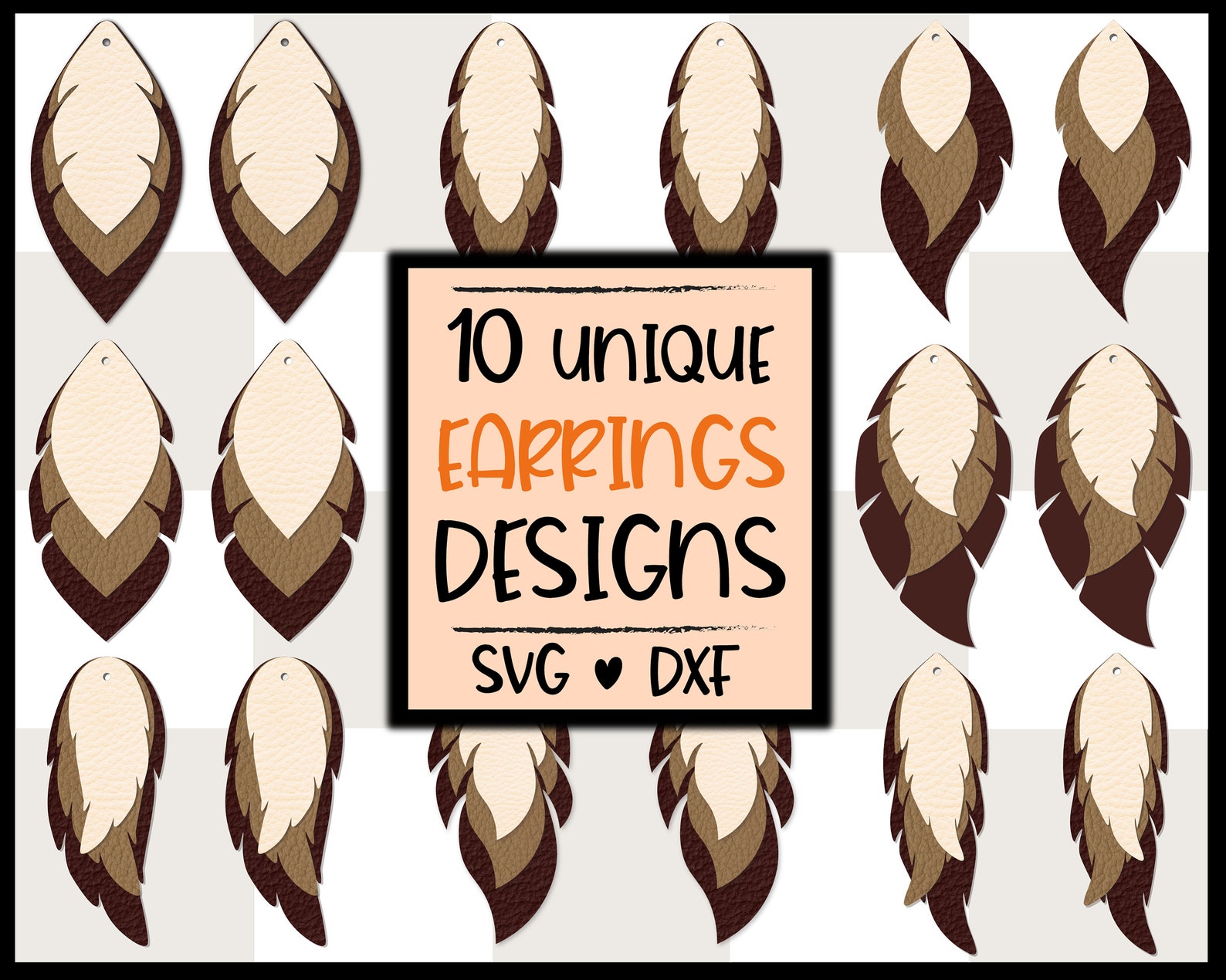 Download Feather earring bundle svg Earring template Svg files for | Etsy
