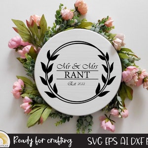 Wedding monogram frame svg, Mr and Mrs svg, Anniversary svg, svg files for cricut