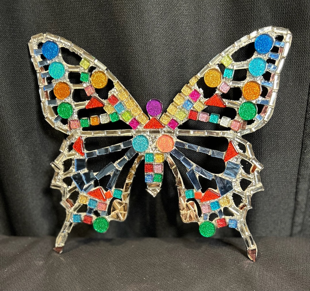 Mosaic Butterfly, Mosaic Wall Art, Mixed Media Wall Decor, Mosaic