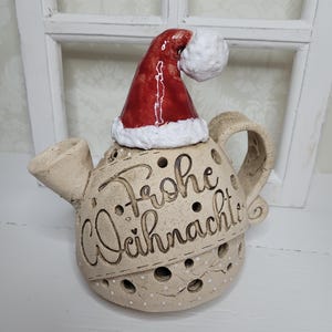 Kanne Schneemann Keramikkanne Windlicht Deko Ton Keramik Töpferware Landhaus Getöpfertes Geschenk getöpfert handgefertigt