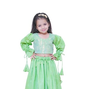 Girls ready to wear embroidered choli comes with a gathered skirt