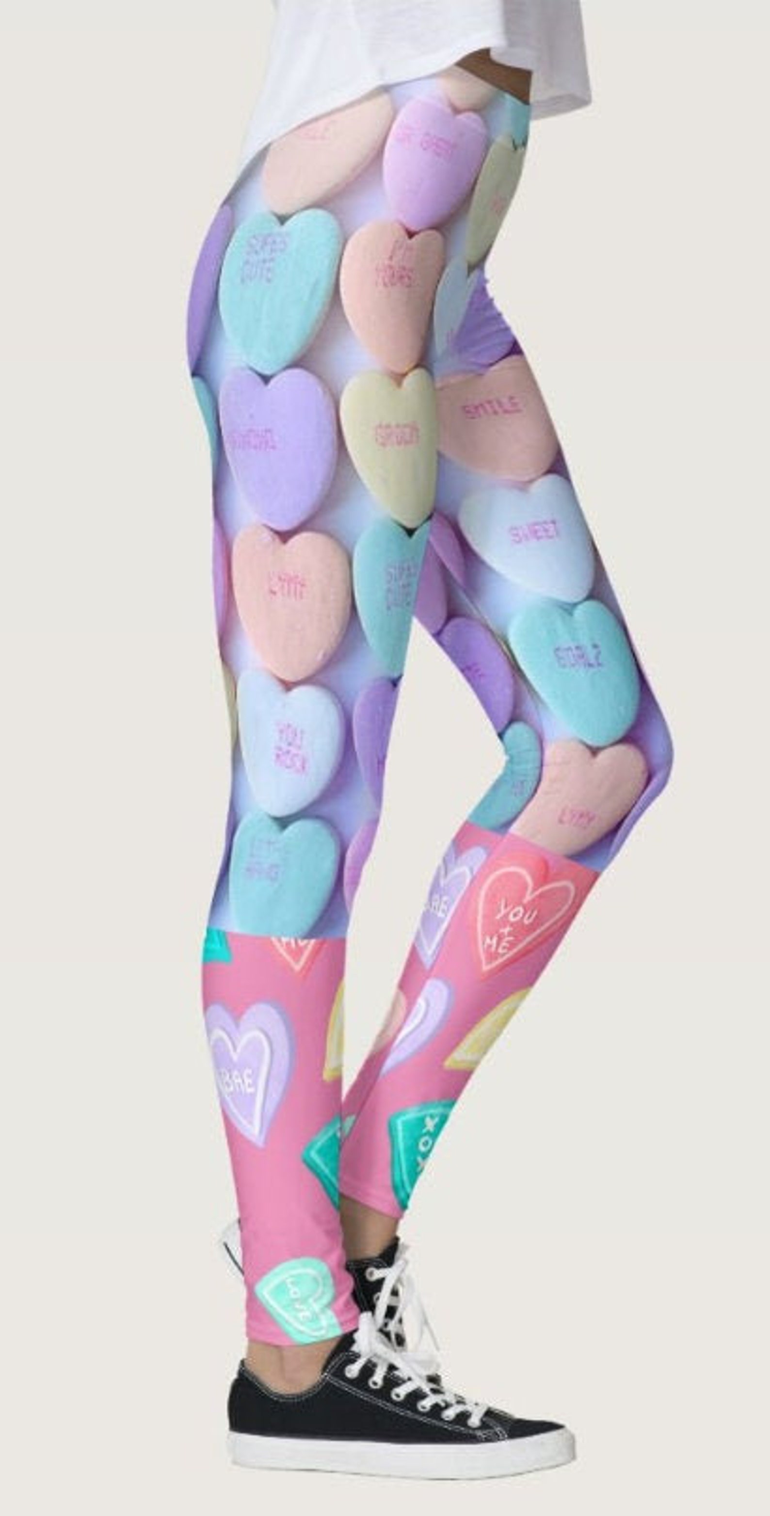 Custom Heart Candy Leggings Etsy
