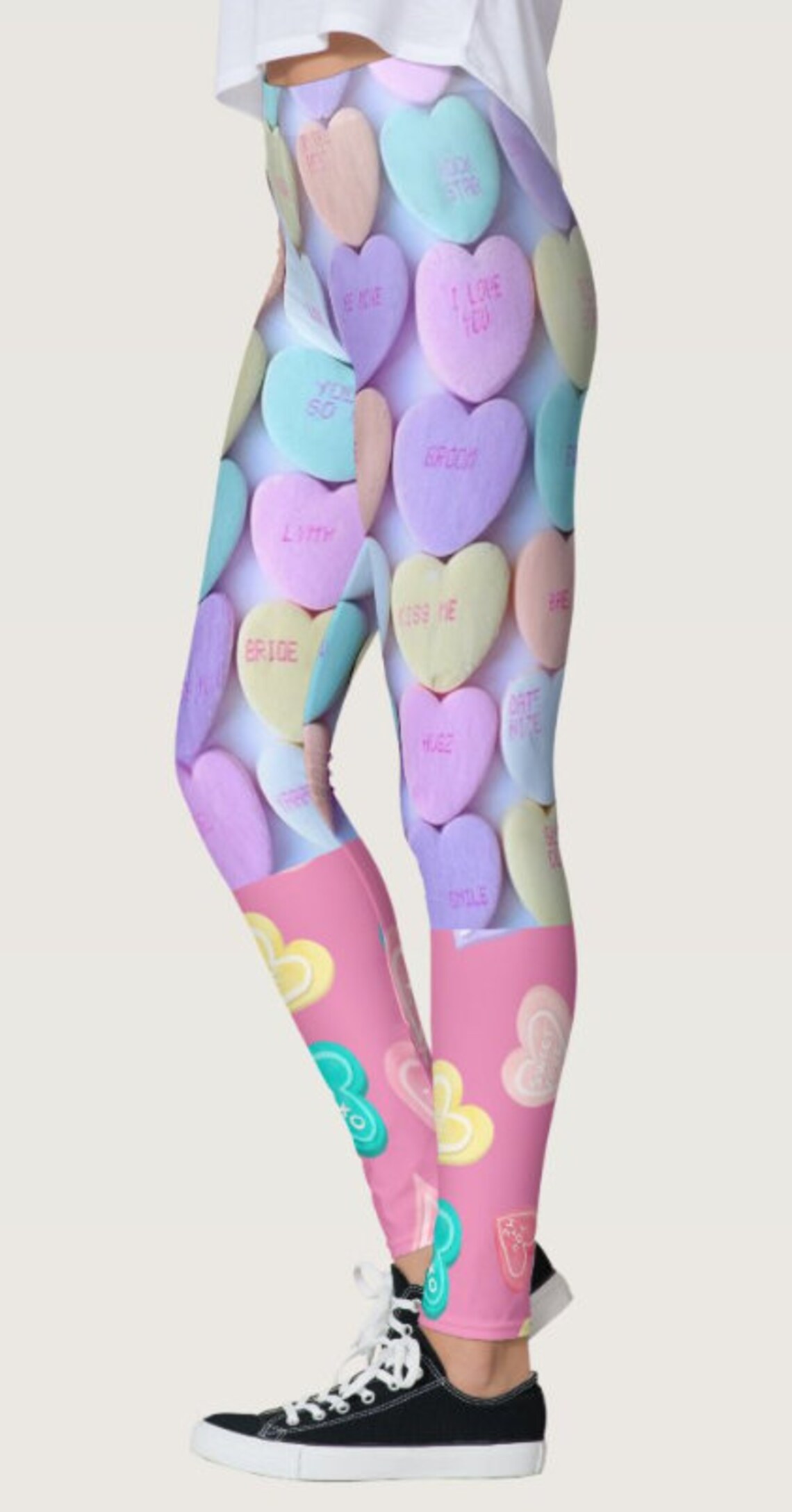 Custom Heart Candy Leggings Etsy