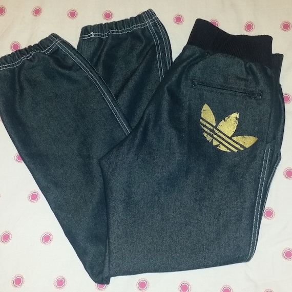 Adidas Originals denim cuffed jeans tracksuit bott