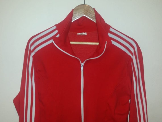 Adidas Red tracksuit jacket with white stripes