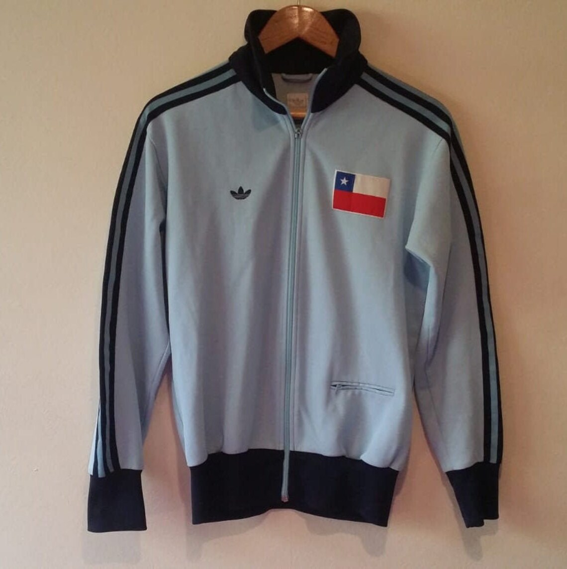 Adidas Chile Flag Powder Blue Tracksuit Jacket with navy Etsy