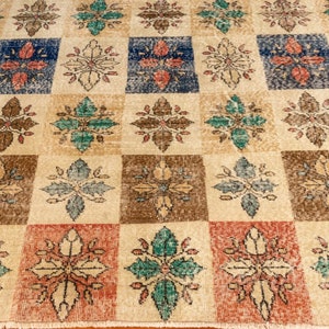 6.5x9 FT Hand-Knotted Vintage Turkish Rug Large Antique Oushak Rug Handmade Traditional Floral Middle Eastern Carpet zdjęcie 4