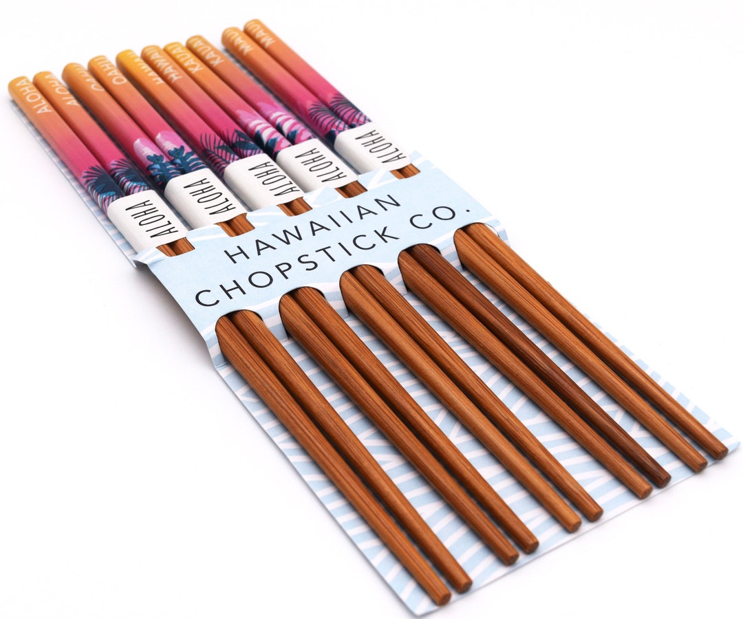 NEW Reusable Bamboo Chopsticks, Food Safe Finish, Pack of 5 Pairs