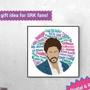 Shah Rukh Khan Indian celebrity poster / fan wall art print decor gift / India Mumbai Bollywood cine industria cinematográfica amante de la película Hindi actor