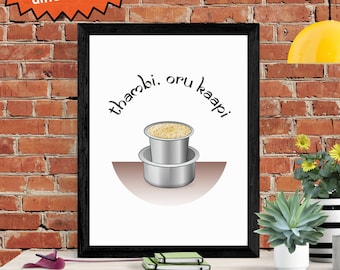 Filtro Kaapi Indian Coffee Drink Memory Poster / Nostálgico Wall Art Print Decor Gift / Funny Chennai Bengaluru Hyderabad Kerala South India