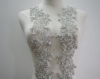 exquisite rose gold rhinestone applique silvercrystal beaded lace applique floral rhinestone bodice shoulders applique bridal accessories