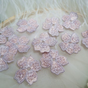beaded lace flowers Applique, 4.5cm petals, embroidered patches for Lyrical Dance, Ballet, Couture Gowns supplies wedding gown