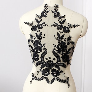 Black embroidery rose lace Applique, ivory white vintage lace applique collar bodice sash Lyrical Dance Ballet Couture costume