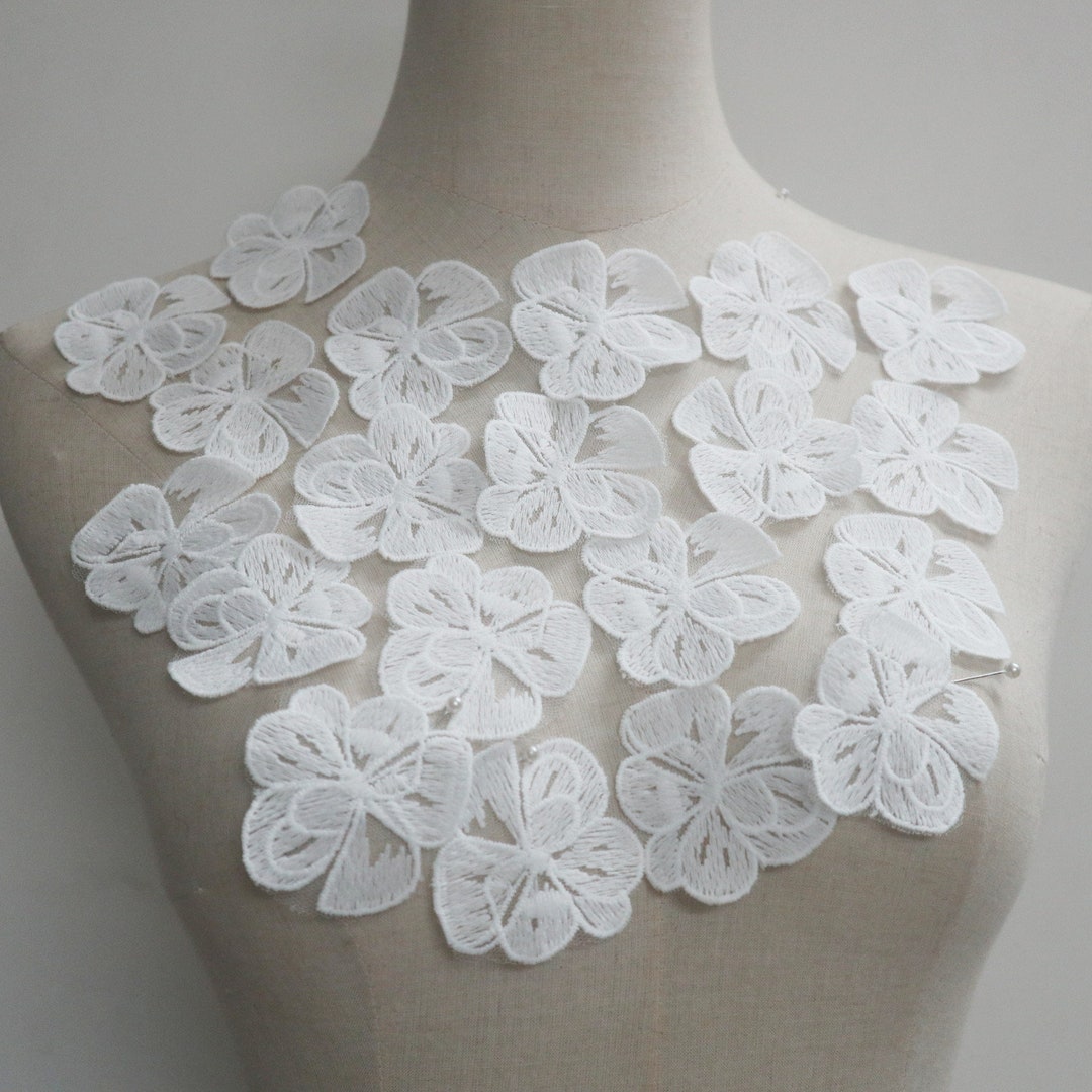 Lace Flowers Applique Flower Petals 5.5cm Embroidered Lace Etsy