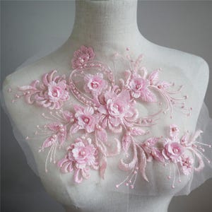 light pink 3D Applique,  3d flowers lace Patches DIY for Lyrical Dance, Ballet, Couture garment supplies