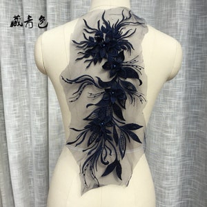 navy blue 3D Applique, dark blue 3d flowers lace applique for Lyrical Dance, Ballet, Couture supplies 10 colors available