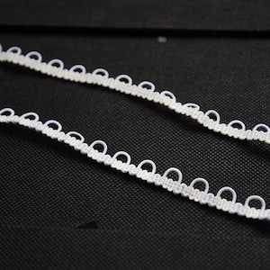 White Trim with Elastic Button Loops /Wedding Dress/Corset Button Loops Trim 1/2&#39;&#39; Width/ Elastic Loops for buttons on bridal dress