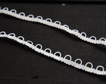 Witte rand met elastische knooplussen/trouwjurk/korset knooplussen Trim 1/2'' breedte/elastische lussen voor knopen op bruidsjurk