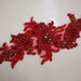 Deluxe Red Rhinestone Applique Pairs, Crystal Beaded Motif Lace Flower ...